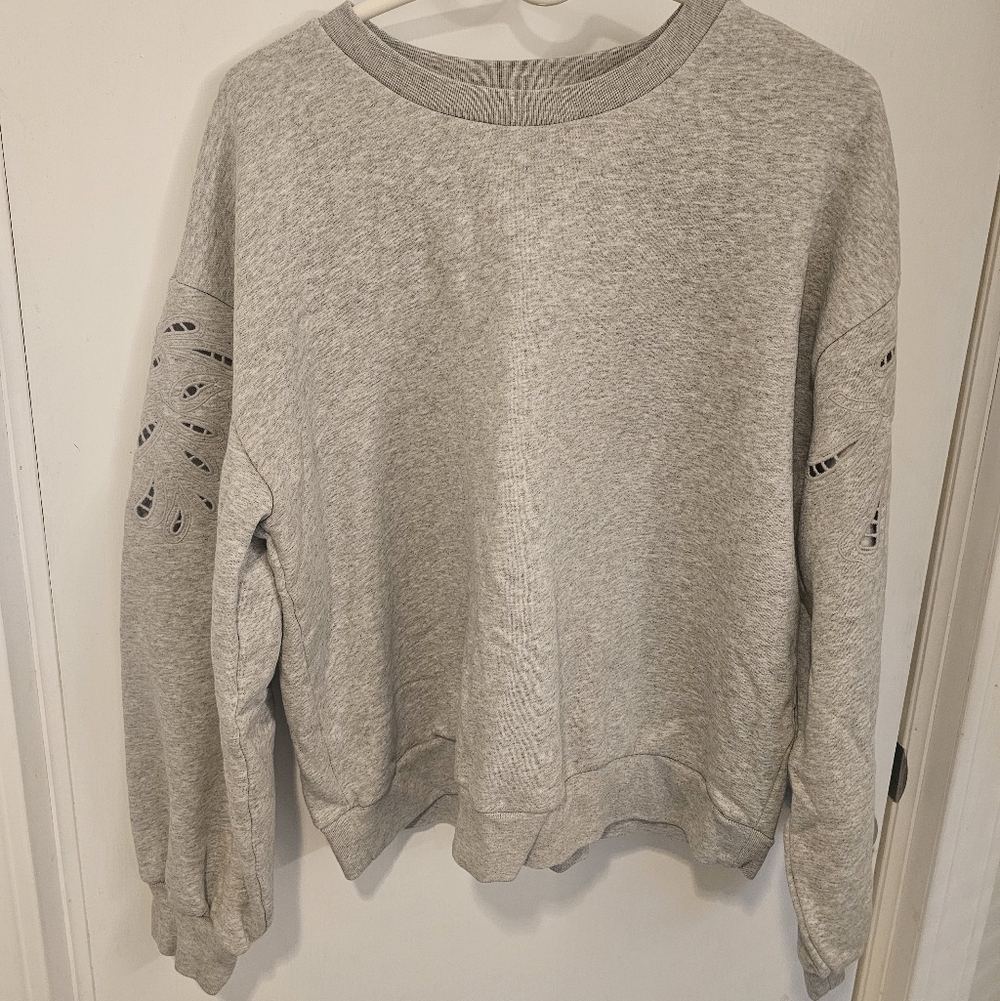 GAP Gray Cozy Sweatshirt with accents on sleeves.  In great condition still soft